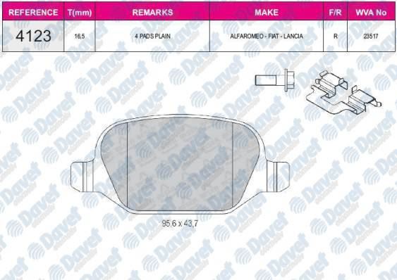 BESER 4123 Fren Balatasi Arka Wva 23517 Fiat Linea 07->  Alfa Romeo 147 156 1.6 1.9jtd 2.0